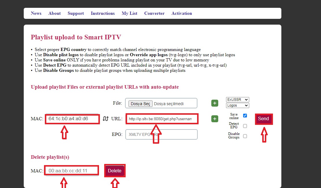 Smart IPTV - Visit the Upload Page